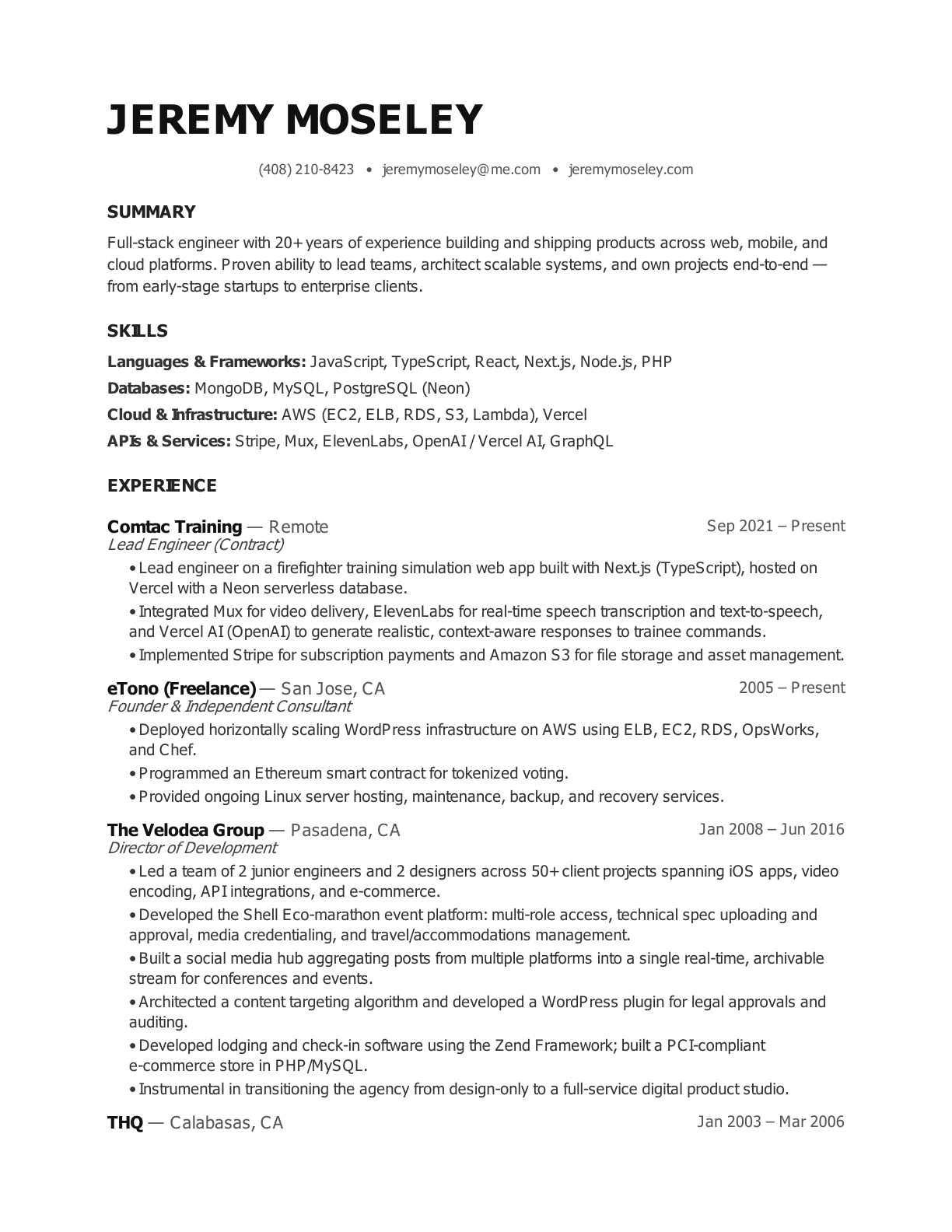 Resume page 1